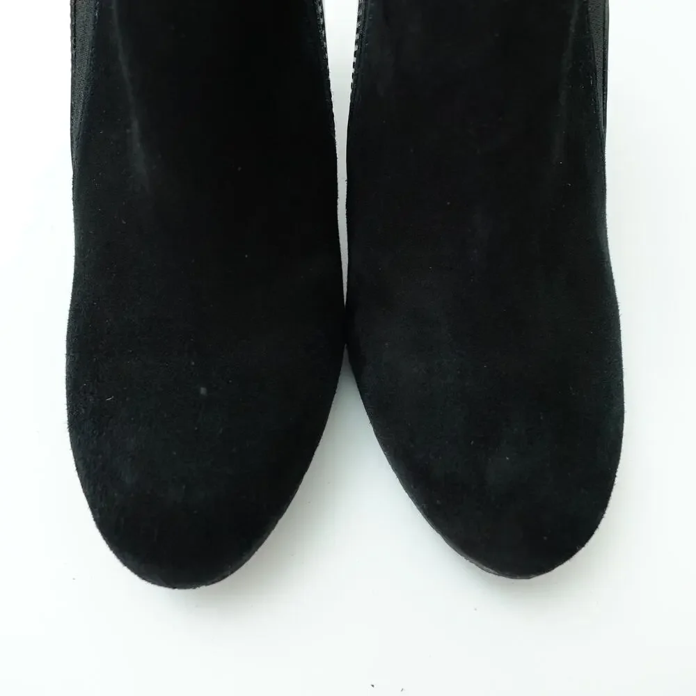 Antonio Melani Black Suede Patent Leather Heel Pump Booties Size 7.5